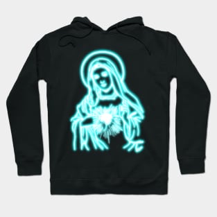 Blue Neon Virgin Mary Hoodie